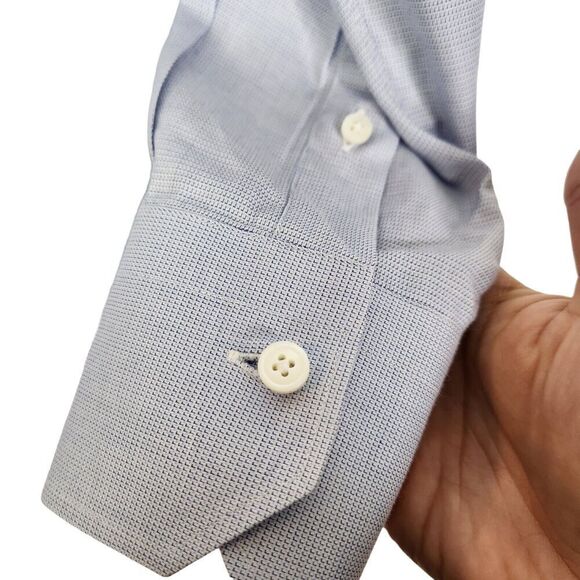 ERMENEGILDO ZEGNA Shirt Mens Medium Blue Button Tailored Fit Dress Shirt - Picture 5 of 9